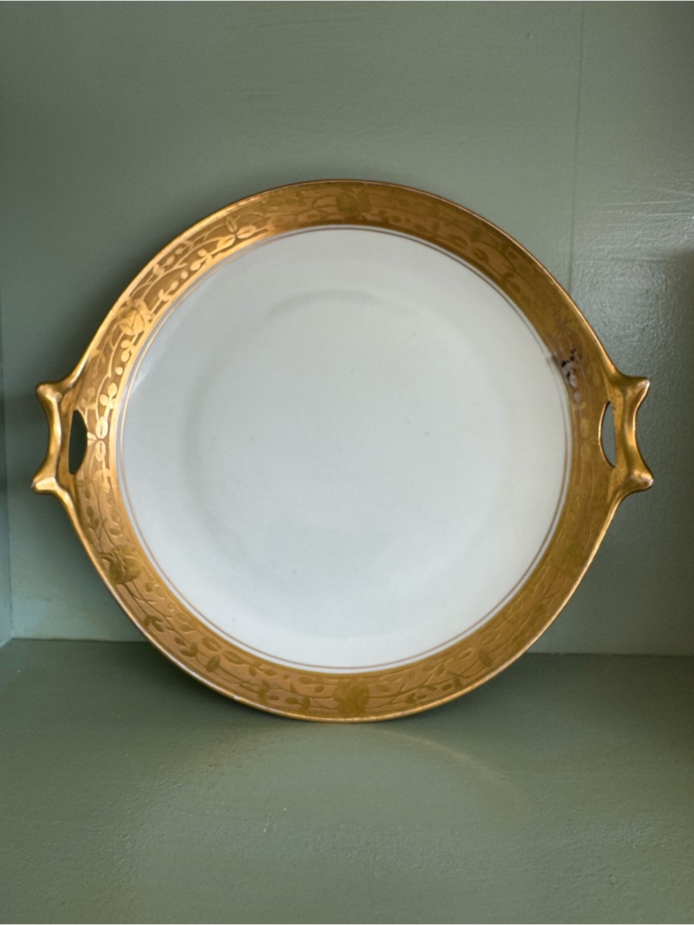 Vintage Hutschenreuther Selb LHS Bavaria Gold Encrusted Cake Plate, 1920s/1930s